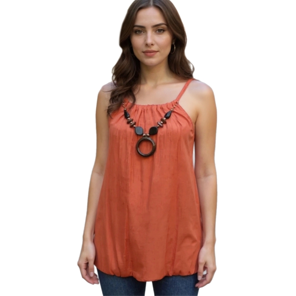 Paper Tee Boho Tank Top with Built-In Necklace